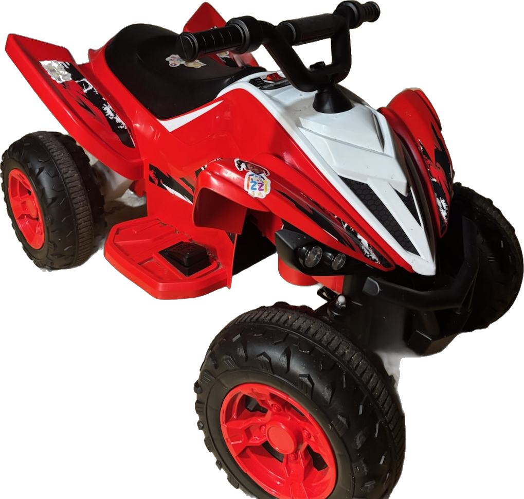 Kids' ride-on red ATV quad four-wheeler with handlebars