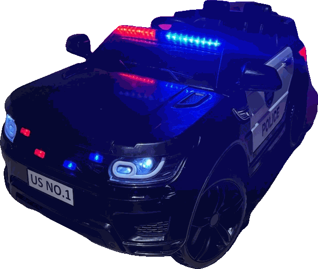 Kids' ride-on police SUV with working headlights and a siren light bar